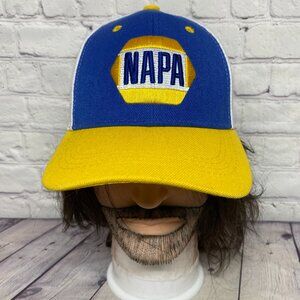 NAPA Auto Parts Baseball Hat Cap Strap Back Blue Yellow White Napa Know How